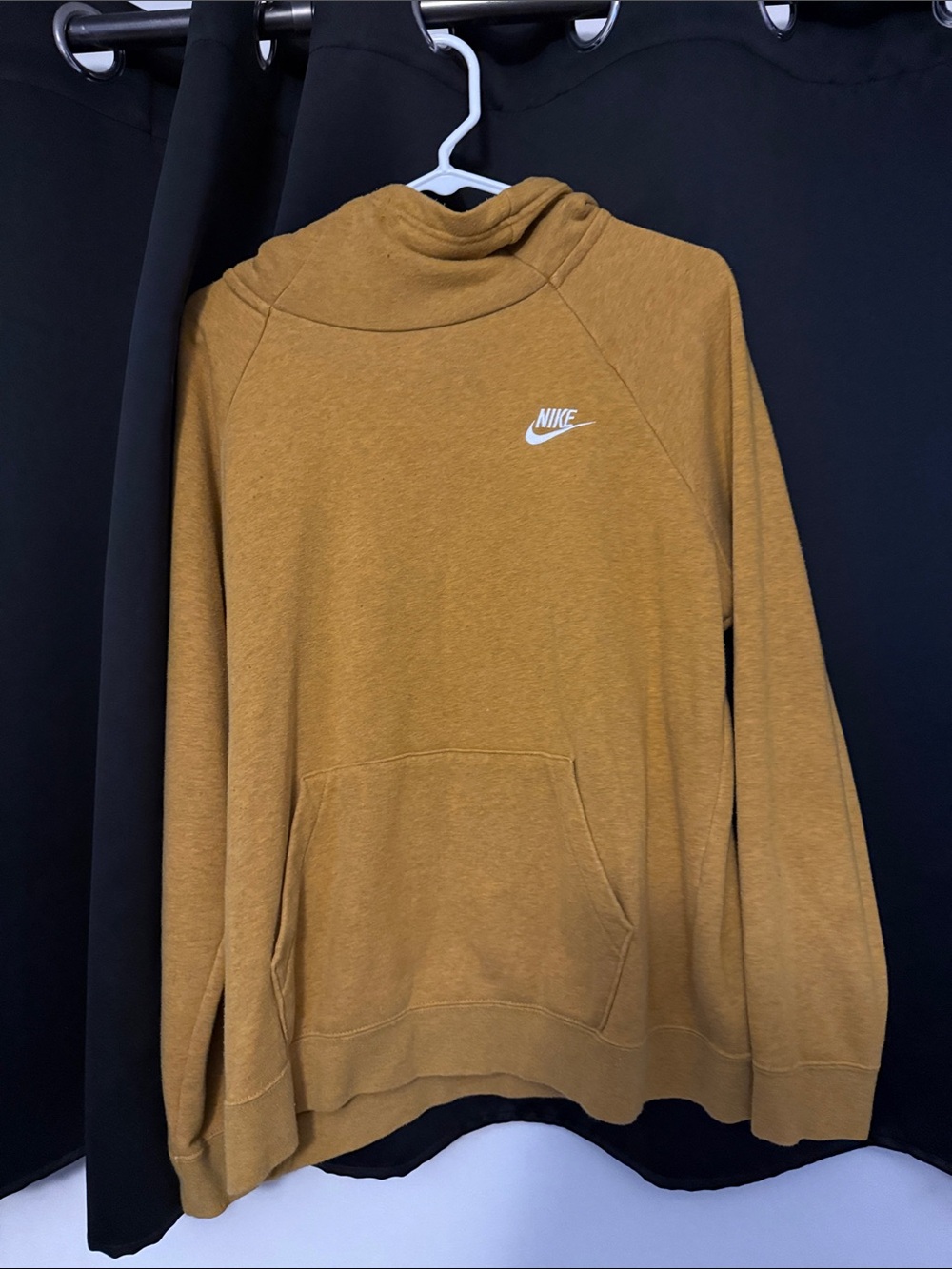 Nike Mustard Pullover Hoodie with White Swoosh Logo
